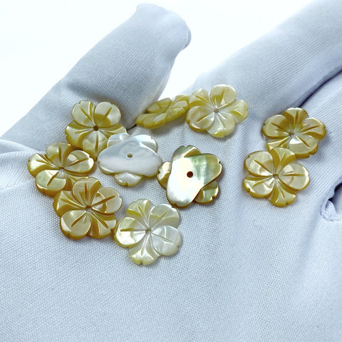 Buy Hibiscus Flower Beads Yellow Mother Of Pearl Beadsy.com