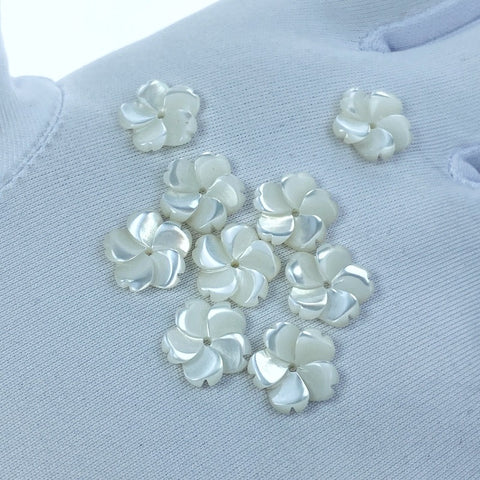 Japanese Sakura Flower Beads White Mother Of Pearl 10mm Charms WM-0015