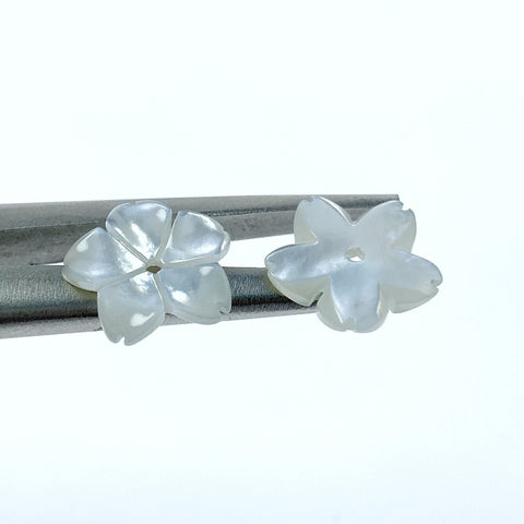 Sakura Flower Beads White Mother Of Pearl 12mm Hand Carved WM-0211