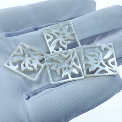 2pc 18mm Organic Hand Made White Mother of Pearl Orchid Flower Pendants WM-0064