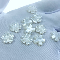 10pc Sakura Cherry Blossom Flower Beads White Mother Of Pearl 10mm WM-0096