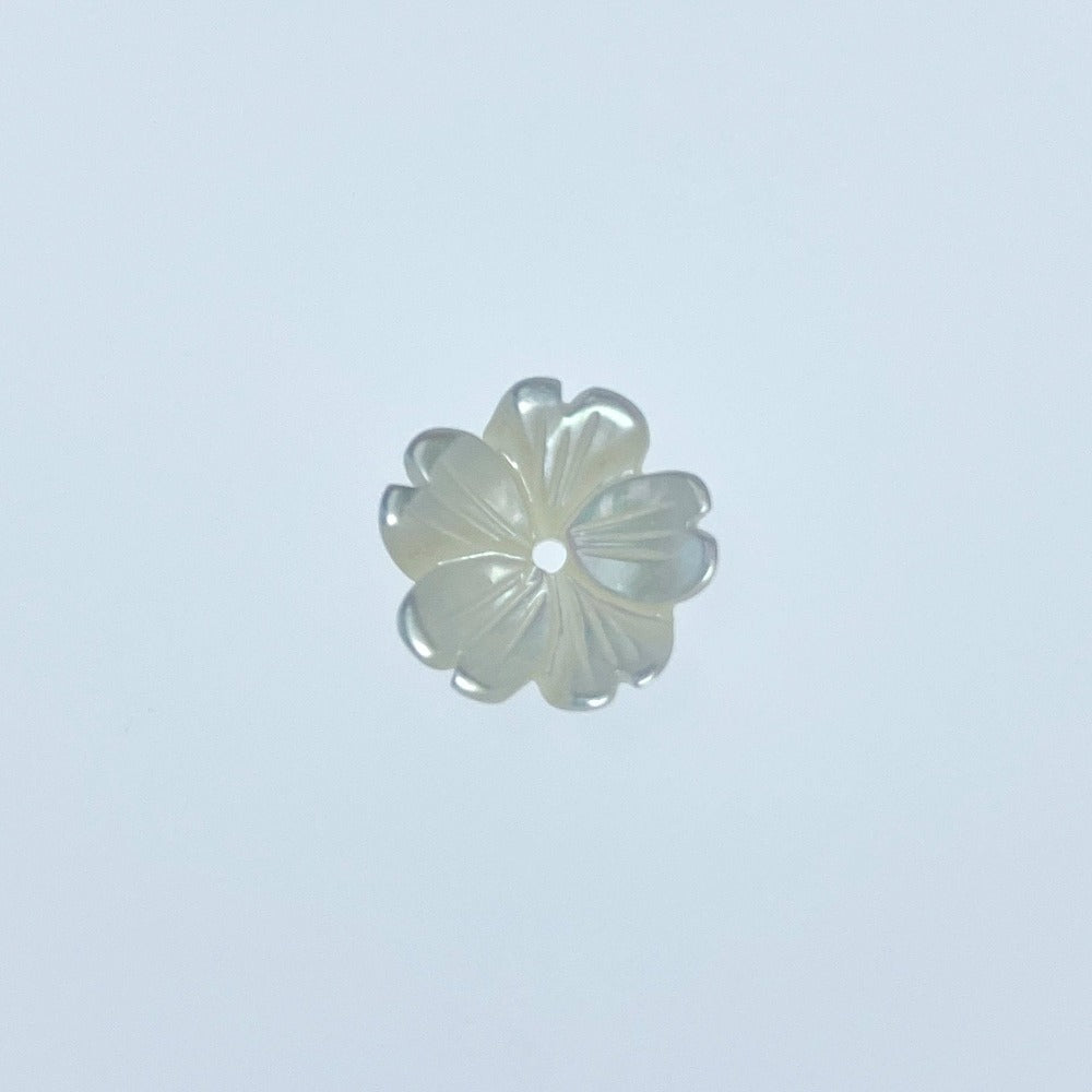 10pc Tropical Flower Beads White Mother Of Pearl Charms 10mm Hand Carved For DIY Bridal Jewelry WM-0069