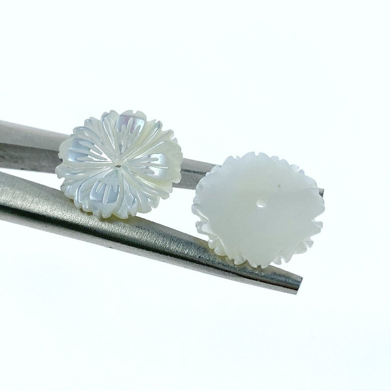 Buy Daisy Flower Beads White Mother Of Pearl At BestBeadSupply.com