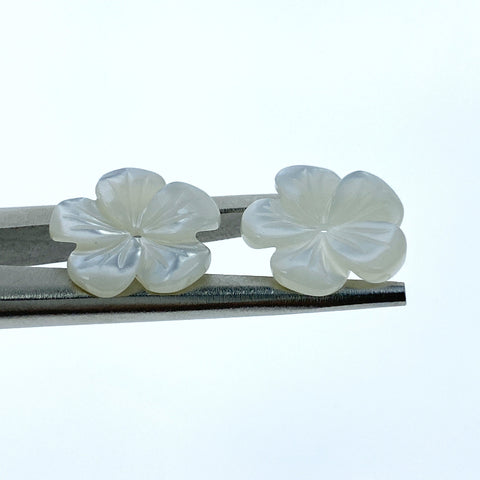 10pc Hawaii Flower Mother Of Pearl Beads Hand Carved 15mm WM-0129