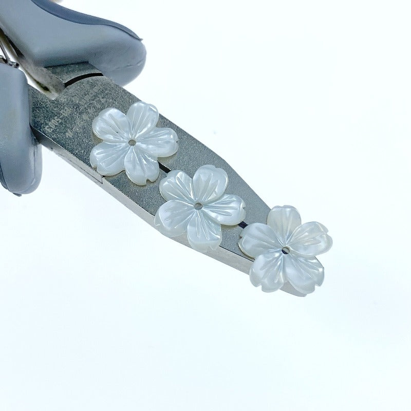 Hawaiian Flower Beads White Mother Of Pearl 12mm Hand Carved WM-0151