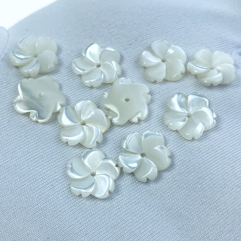 Japanese Sakura Flower Beads White Mother Of Pearl 10mm Charms WM-0015