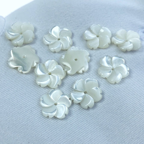 Japanese Sakura Flower Beads White Mother Of Pearl 10mm Charms WM-0015