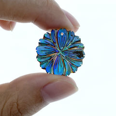 2pc 22mm Natural Abalone Shell Hand Carved Daisy Flower Pendants AB-0022
