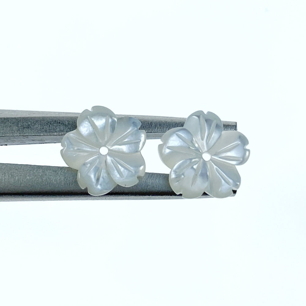 10pc Hibuscus Flower Beads White Mother Of Pearl Charms 10mm Hand Carved DIY Jewelry Flower Beads WM-0152