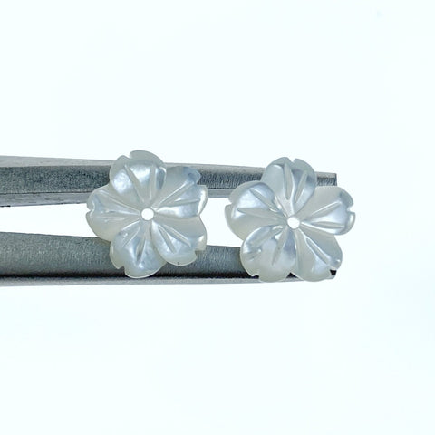 10pc Hibuscus Flower Beads White Mother Of Pearl Charms 10mm Hand Carved DIY Jewelry Flower Beads WM-0152