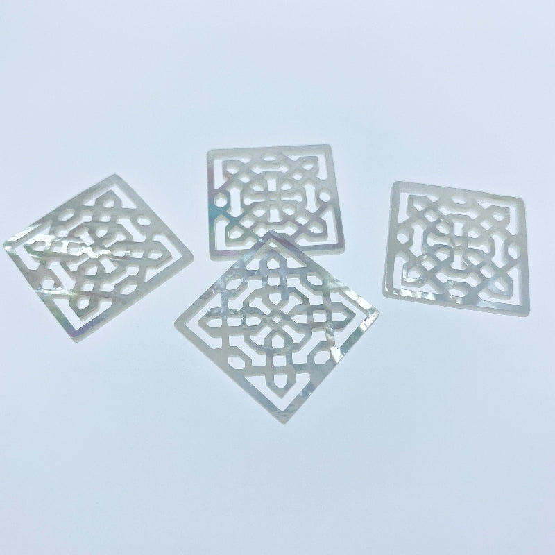 filigree square mother of pearl beads WM-0149-8