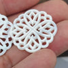 Rosette Flower Beads White Mother Of Pearl Round Filigree WM-0074